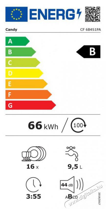 Candy CF 6B4S1PA Konyhai term&eacute;kek - Mosogat&oacute;g&eacute;p - Norm&aacute;l (60cm) szabadon&aacute;ll&oacute; mosogat&oacute;g&eacute;p - 515294