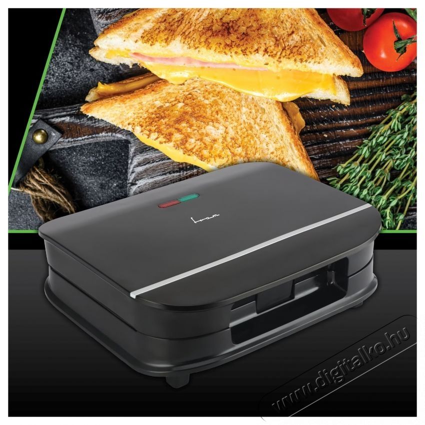 FRAM FSM-700BK szendvicss&uuml;tő, 700 W, tapad&aacute;smentes fel&uuml;let, fekete Konyhai term&eacute;kek - Konyhai kisg&eacute;p (s&uuml;t&eacute;s / főz&eacute;s / hűt&eacute;s / &eacute;telk&eacute;sz&iacute;t&eacute;s) - Melegszendvics / gofri s&uuml;tő - 534280