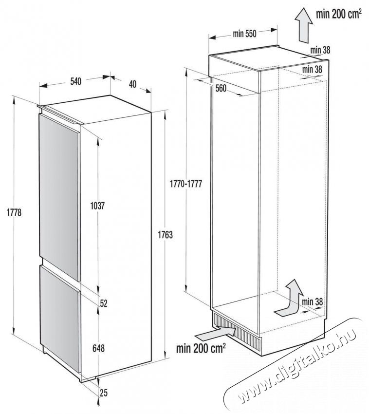 Gorenje RKI517EP1 Konyhai term&eacute;kek - Hűtő, fagyaszt&oacute; (be&eacute;p&iacute;thető) - Alulfagyaszt&oacute;s kombin&aacute;lt hűtő - 515443