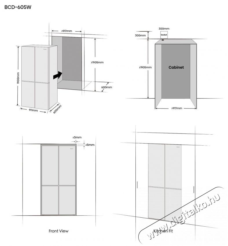 Hisense RQ768N4GVE Konyhai term&eacute;kek - Hűtő, fagyaszt&oacute; (szabadon&aacute;ll&oacute;) - Amerikai t&iacute;pus&uacute; Side By Side hűtő - 515532