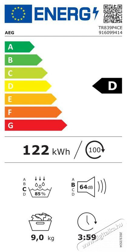 AEG TR839P4CE H&aacute;ztart&aacute;s / Otthon / K&uuml;lt&eacute;r - Mos&oacute;g&eacute;p / sz&aacute;r&iacute;t&oacute;g&eacute;p - Sz&aacute;r&iacute;t&oacute;g&eacute;p - 515062