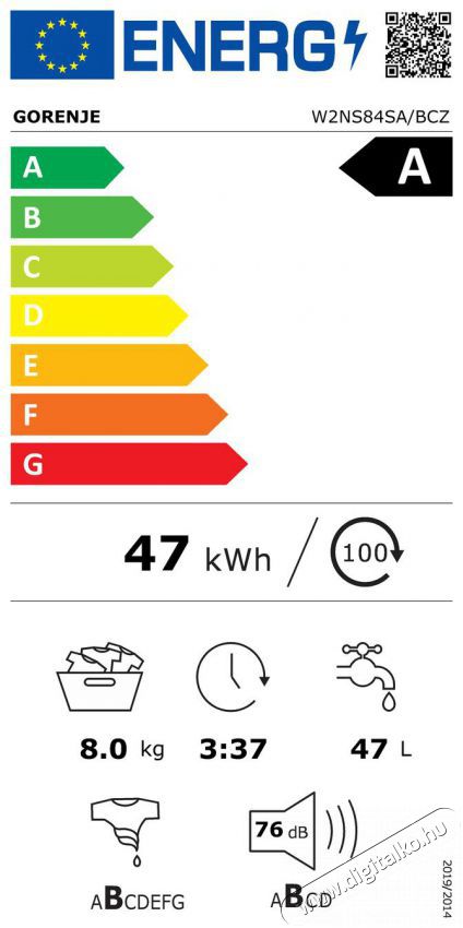 Gorenje W2NS84SA/BCZ H&aacute;ztart&aacute;s / Otthon / K&uuml;lt&eacute;r - Mos&oacute;g&eacute;p / sz&aacute;r&iacute;t&oacute;g&eacute;p - El&ouml;lt&ouml;ltős norm&aacute;l (60cm-ig) mos&oacute;g&eacute;p - 515438