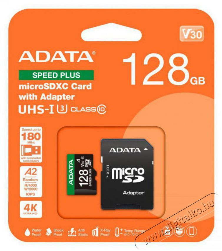 Adata MicroSDXC 128GB Speed Plus + SD adapter Mem&oacute;ria k&aacute;rtya / Pendrive - MicroSD / MicroSDHC k&aacute;rtya - 523536