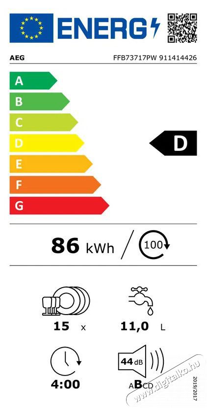 AEG FFB73717PW AirDry Konyhai term&eacute;kek - Mosogat&oacute;g&eacute;p - Norm&aacute;l (60cm) szabadon&aacute;ll&oacute; mosogat&oacute;g&eacute;p - 504281