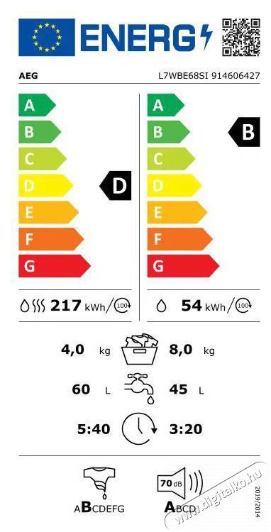 AEG L7WBE68SI H&aacute;ztart&aacute;s / Otthon / K&uuml;lt&eacute;r - Mos&oacute;g&eacute;p / sz&aacute;r&iacute;t&oacute;g&eacute;p - El&ouml;lt&ouml;ltős norm&aacute;l (60cm-ig) mos&oacute;g&eacute;p - 504284