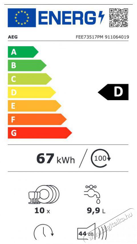 AEG FEE73517PM be&eacute;p&iacute;thető mosogat&oacute;g&eacute;p Konyhai term&eacute;kek - Mosogat&oacute;g&eacute;p - Keskeny (45cm-ig) be&eacute;p&iacute;thető mosogat&oacute;g&eacute;p - 377752