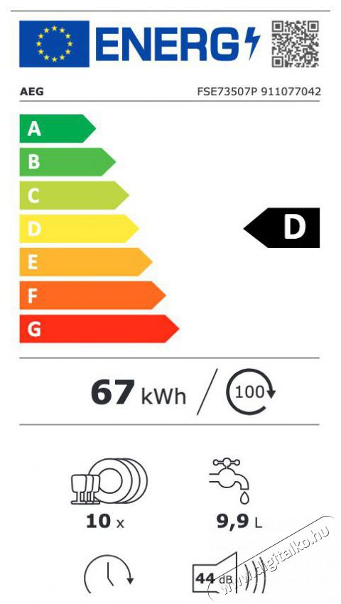 AEG FSE73507P be&eacute;p&iacute;thető mosogat&oacute;g&eacute;p - keskeny Konyhai term&eacute;kek - Mosogat&oacute;g&eacute;p - Keskeny (45cm-ig) be&eacute;p&iacute;thető mosogat&oacute;g&eacute;p - 364804