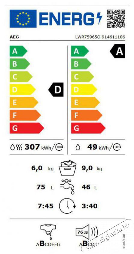 AEG LWR75965O H&aacute;ztart&aacute;s / Otthon / K&uuml;lt&eacute;r - Mos&oacute;g&eacute;p / sz&aacute;r&iacute;t&oacute;g&eacute;p - Mos&oacute;-sz&aacute;r&iacute;t&oacute;g&eacute;p - 504298