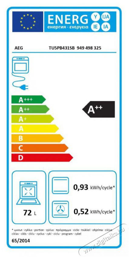 AEG TU5PB431SB Konyhai term&eacute;kek - S&uuml;tő-főzőlap, tűzhely (be&eacute;p&iacute;thető) - S&uuml;tő (be&eacute;p&iacute;thető) - 505576
