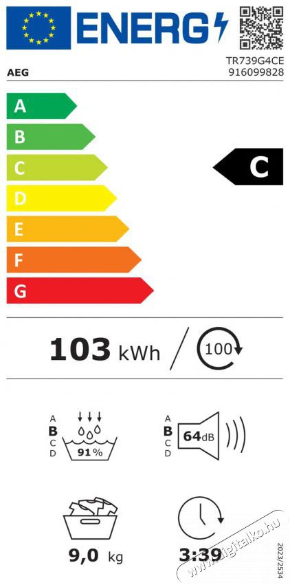 AEG TR739G4CE Sz&aacute;r&iacute;t&oacute;g&eacute;p H&aacute;ztart&aacute;s / Otthon / K&uuml;lt&eacute;r - Mos&oacute;g&eacute;p / sz&aacute;r&iacute;t&oacute;g&eacute;p - Sz&aacute;r&iacute;t&oacute;g&eacute;p - 515100