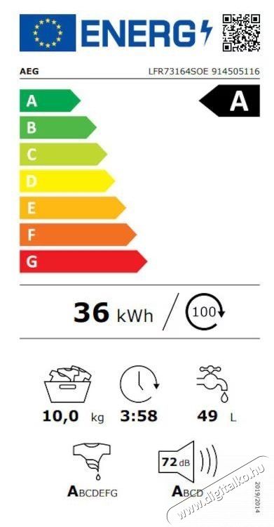 AEG LFR73164SOE SERIA7000 Ecoline mos&oacute;g&eacute;p, 10 kg, Feh&eacute;r H&aacute;ztart&aacute;s / Otthon / K&uuml;lt&eacute;r - Mos&oacute;g&eacute;p / sz&aacute;r&iacute;t&oacute;g&eacute;p - El&ouml;lt&ouml;ltős norm&aacute;l (60cm-ig) mos&oacute;g&eacute;p - 535916