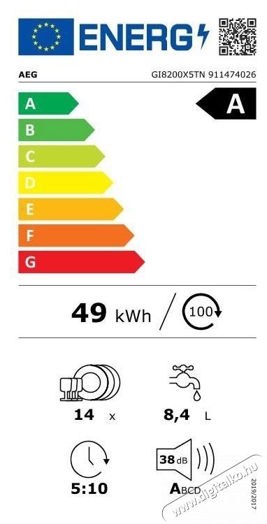 AEG GI8200X5TN Be&eacute;p&iacute;thető mosogat&oacute;g&eacute;p Konyhai term&eacute;kek - Mosogat&oacute;g&eacute;p - Norm&aacute;l (60cm) be&eacute;p&iacute;thető mosogat&oacute;g&eacute;p - 540577