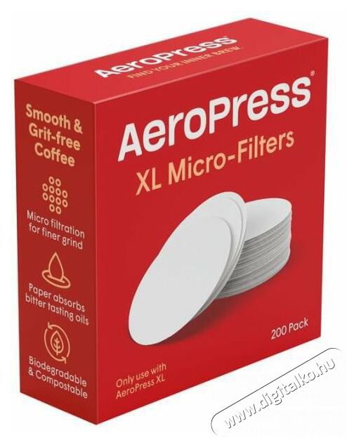 Aeropress XL K&aacute;v&eacute;főző pap&iacute;rfilter, 200 db Konyhai term&eacute;kek - K&aacute;v&eacute;főző / k&aacute;v&eacute;&ouml;rlő / kieg&eacute;sz&iacute;tő - Filter / tiszt&iacute;t&oacute; / v&iacute;zkőmentes&iacute;tő - 524040