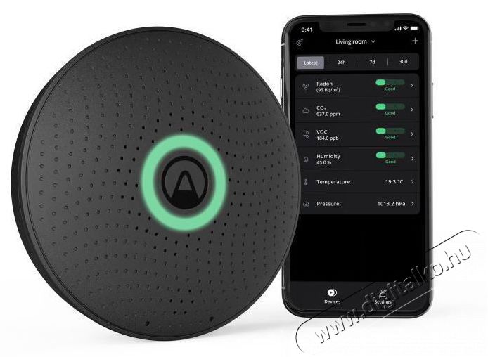 Airthings Wave plus - levegőminős&eacute;g, radon, p&aacute;ratartalom, hőm&eacute;rs&eacute;klet, VOC, CO2, nyom&aacute;s m&eacute;rő, fekete H&aacute;ztart&aacute;s / Otthon / K&uuml;lt&eacute;r - Egy&eacute;b h&aacute;ztart&aacute;si term&eacute;k - 519297