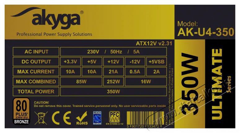 Akyga AK-U4-350 350W 80+ Bronze ATX t&aacute;pegys&eacute;g Iroda &eacute;s sz&aacute;m&iacute;t&aacute;stechnika - Egy&eacute;b sz&aacute;m&iacute;t&aacute;stechnikai term&eacute;k - 387060
