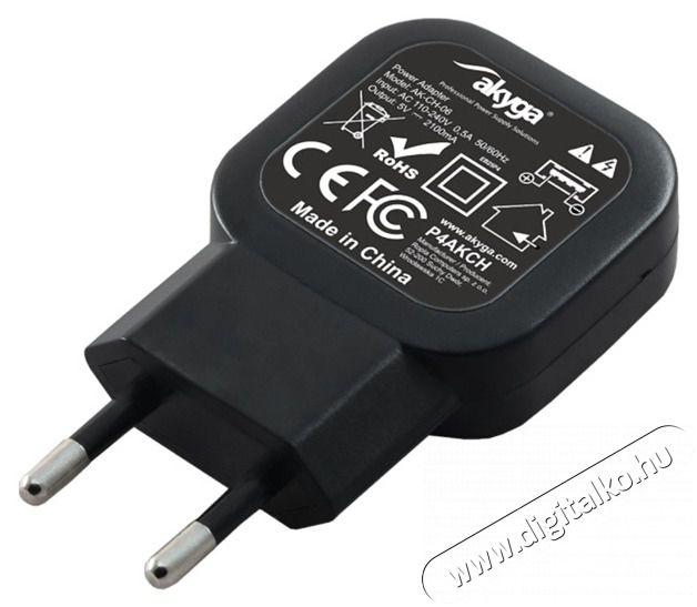 Akyga AK-CH-06 5V/2,1A/10W h&aacute;l&oacute;zati USB t&ouml;ltő Akkuk &eacute;s t&ouml;ltők - Li-ion akkumul&aacute;tor &eacute;s t&ouml;ltő (gy&aacute;ri) - T&ouml;ltő / h&aacute;l&oacute;zati adapter - 409719