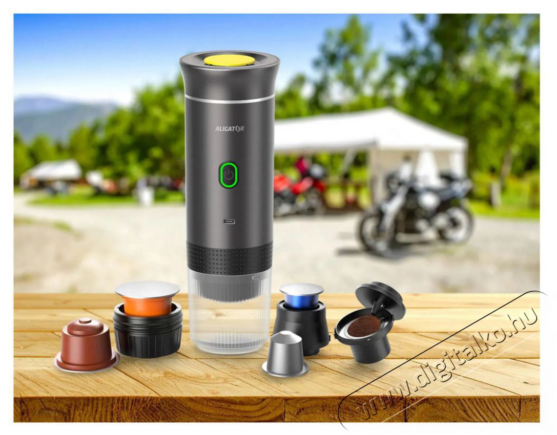 Aligator PortaCaff&eacute; hordozhat&oacute; elektromos k&aacute;v&eacute;főző espressohoz, 3 az 1-ben, fekete Konyhai term&eacute;kek - K&aacute;v&eacute;főző / k&aacute;v&eacute;&ouml;rlő / kieg&eacute;sz&iacute;tő - Kapszul&aacute;s / podos k&aacute;v&eacute;főző - 524102