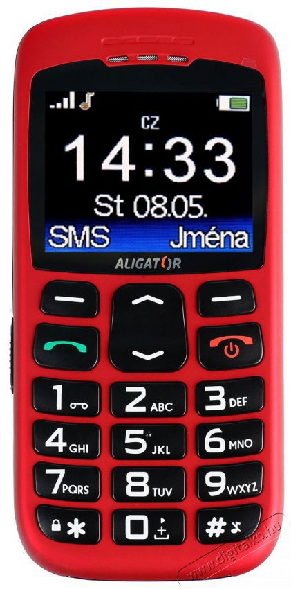 Aligator A670 Senior Red Mobil / Kommunik&aacute;ci&oacute; / Smart - Klasszikus / Mobiltelefon időseknek - 526790