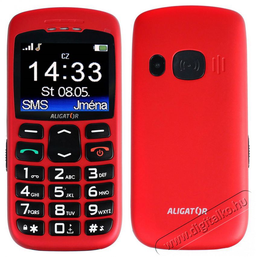 Aligator A670 Senior Red Mobil / Kommunik&aacute;ci&oacute; / Smart - Klasszikus / Mobiltelefon időseknek - 526790