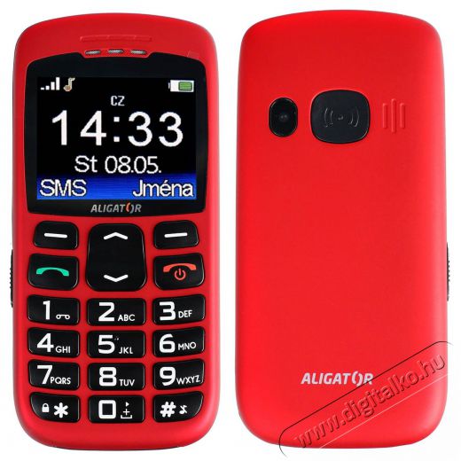 Aligator A670 Senior Red Mobil / Kommunik&aacute;ci&oacute; / Smart - Klasszikus / Mobiltelefon időseknek - 526790