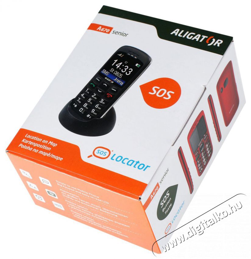Aligator A670 Senior Red Mobil / Kommunik&aacute;ci&oacute; / Smart - Klasszikus / Mobiltelefon időseknek - 526790