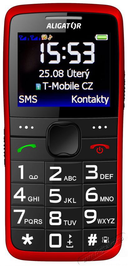 Aligator A675 Senior piros Mobil / Kommunik&aacute;ci&oacute; / Smart - Klasszikus / Mobiltelefon időseknek - 526794