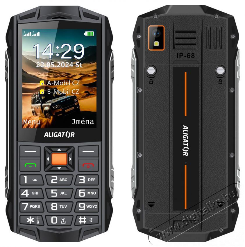 Aligator R45 eXtremo, fekete / narancss&aacute;rga Mobil / Kommunik&aacute;ci&oacute; / Smart - Klasszikus / Mobiltelefon időseknek - 526799