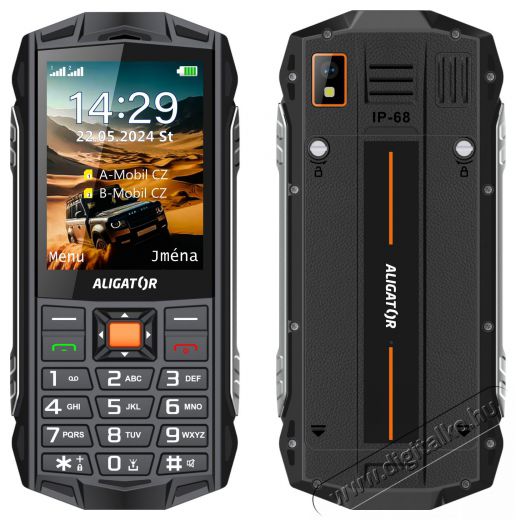 Aligator R45 eXtremo, fekete / narancss&aacute;rga Mobil / Kommunik&aacute;ci&oacute; / Smart - Klasszikus / Mobiltelefon időseknek - 526799