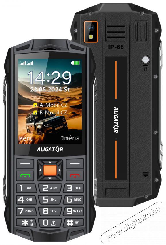 Aligator R45 eXtremo, fekete / narancss&aacute;rga Mobil / Kommunik&aacute;ci&oacute; / Smart - Klasszikus / Mobiltelefon időseknek - 526799