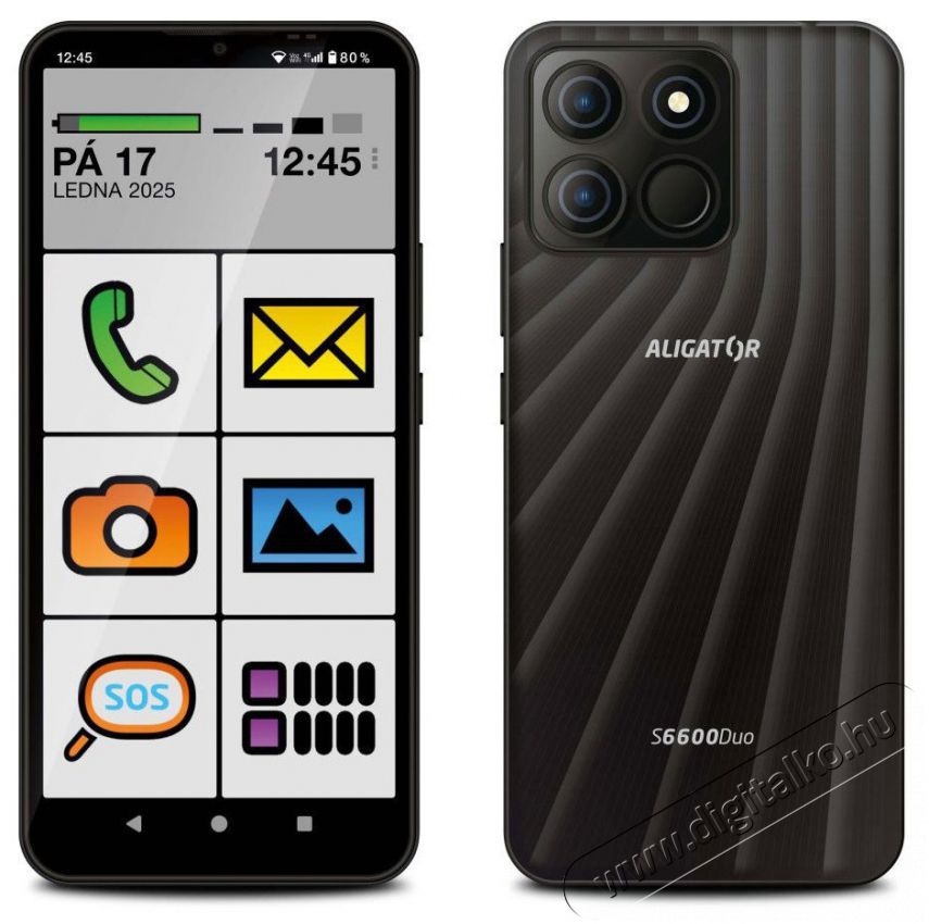 Aligator S6600 SENIOR fekete Mobil / Kommunik&aacute;ci&oacute; / Smart - Okostelefon - Android - 526805