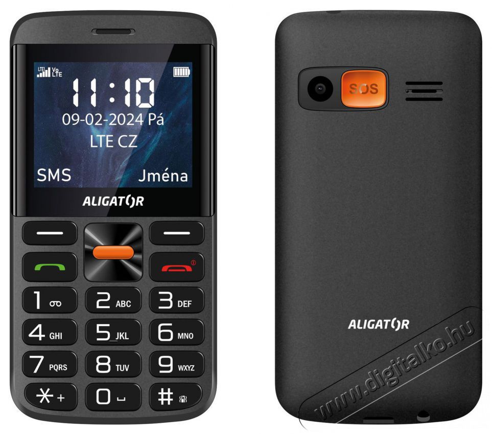 Aligator A910 Senior fekete + t&ouml;ltő&aacute;llv&aacute;ny Mobil / Kommunik&aacute;ci&oacute; / Smart - Klasszikus / Mobiltelefon időseknek - 526795