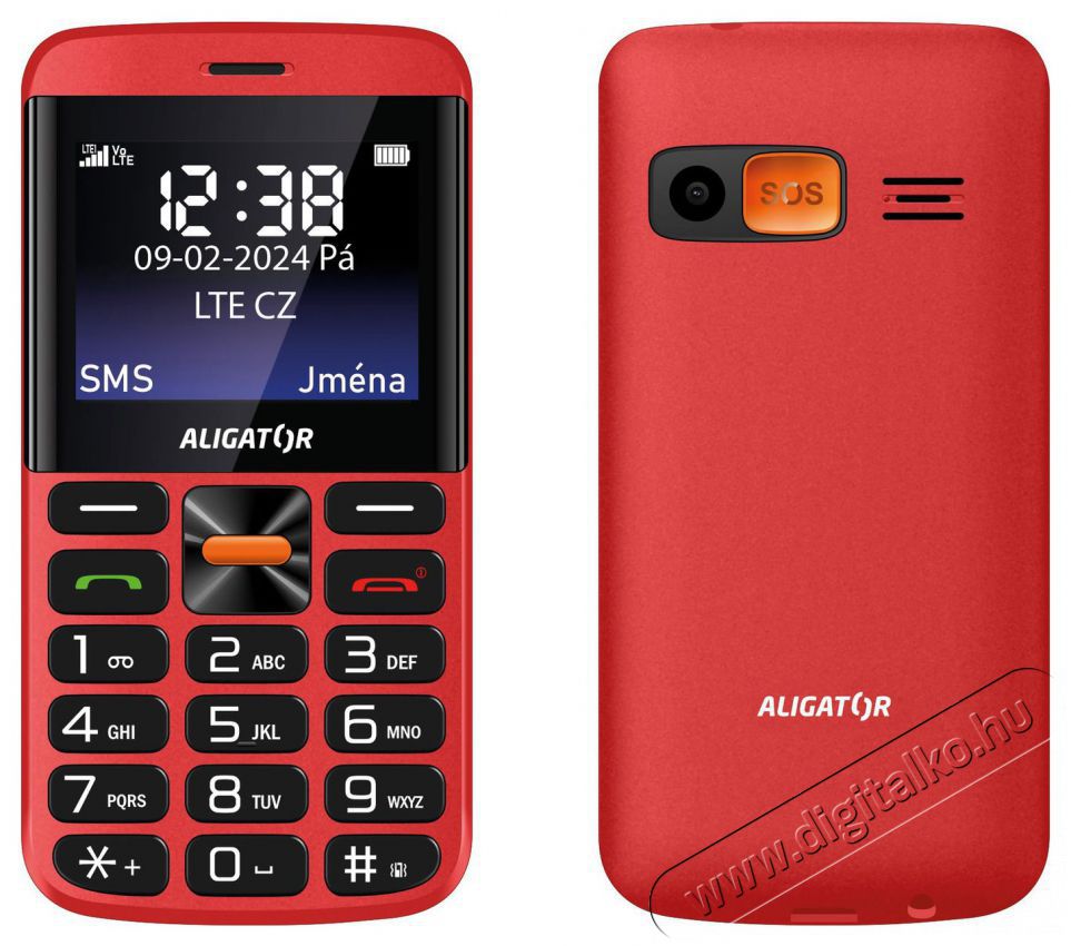 Aligator A910 Senior piros + t&ouml;ltő&aacute;llv&aacute;ny Mobil / Kommunik&aacute;ci&oacute; / Smart - Klasszikus / Mobiltelefon időseknek - 526796