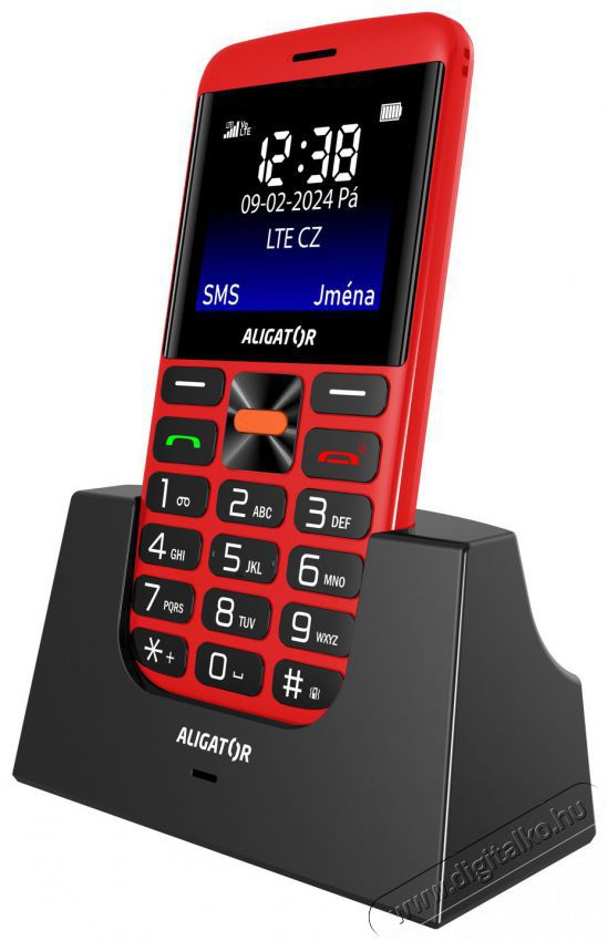Aligator A910 Senior piros + t&ouml;ltő&aacute;llv&aacute;ny Mobil / Kommunik&aacute;ci&oacute; / Smart - Klasszikus / Mobiltelefon időseknek - 526796