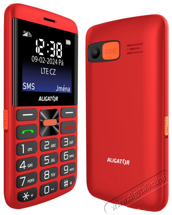 Aligator A910 Senior piros + t&ouml;ltő&aacute;llv&aacute;ny Mobil / Kommunik&aacute;ci&oacute; / Smart - Klasszikus / Mobiltelefon időseknek - 526796