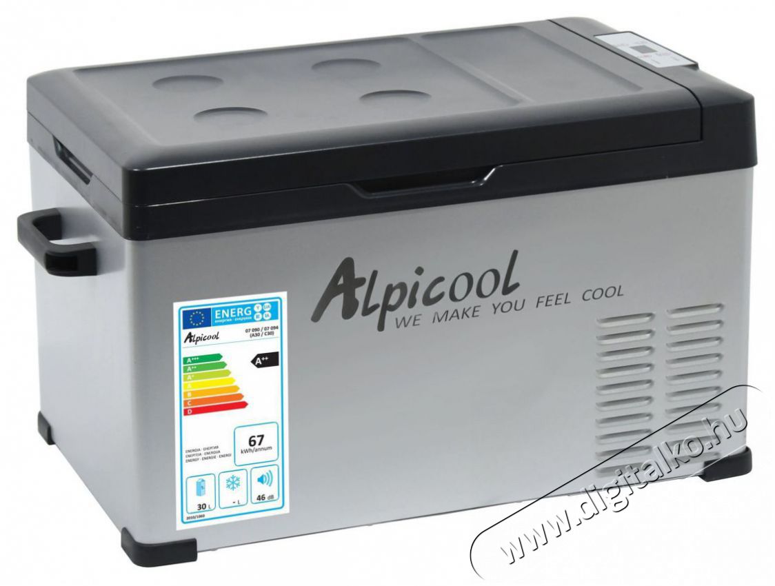 Alpicool Hűtől&aacute;da kompresszorral 30 l 230/24/12V -20&deg;C Konyhai term&eacute;kek - Hűtő, fagyaszt&oacute; (szabadon&aacute;ll&oacute;) - Hordozhat&oacute; hűtőt&aacute;ska - 523582