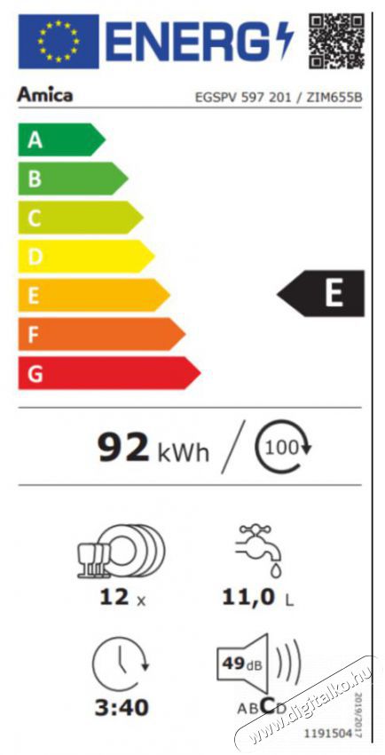 Amica ZIM655B Be&eacute;p&iacute;thető mosogat&oacute;g&eacute;p (1191504) Konyhai term&eacute;kek - Mosogat&oacute;g&eacute;p - Norm&aacute;l (60cm) be&eacute;p&iacute;thető mosogat&oacute;g&eacute;p - 370210
