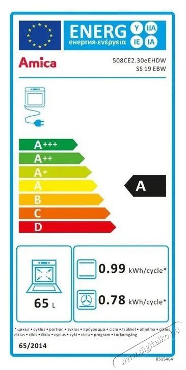 Amica SS 19 EBW Konyhai term&eacute;kek - S&uuml;tő-főzőlap, tűzhely (szabadon&aacute;ll&oacute;) - Elektromos tűzhely (szabadon&aacute;ll&oacute;) - 505255