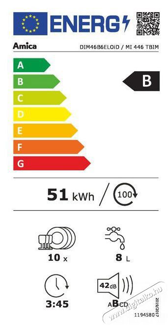 Amica MI 446 TBIM Konyhai term&eacute;kek - Mosogat&oacute;g&eacute;p - Keskeny (45cm-ig) be&eacute;p&iacute;thető mosogat&oacute;g&eacute;p - 509279