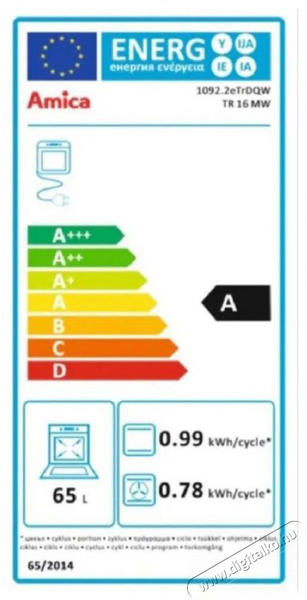Amica TR 16 MW Konyhai term&eacute;kek - S&uuml;tő-főzőlap, tűzhely (be&eacute;p&iacute;thető) - S&uuml;tő (be&eacute;p&iacute;thető) - 505588