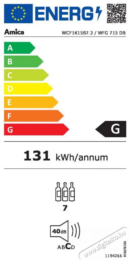 Amica WFG 715 DB Konyhai term&eacute;kek - Hűtő, fagyaszt&oacute; (szabadon&aacute;ll&oacute;) - Borhűtő - 509789