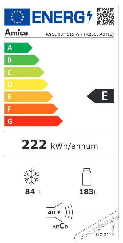 Amica FK2515.4UT Konyhai term&eacute;kek - Hűtő, fagyaszt&oacute; (be&eacute;p&iacute;thető) - Alulfagyaszt&oacute;s kombin&aacute;lt hűtő - 509304