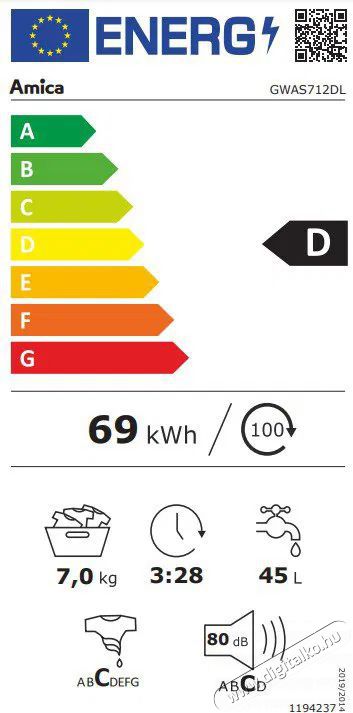 Amica GWAS712DL H&aacute;ztart&aacute;s / Otthon / K&uuml;lt&eacute;r - Mos&oacute;g&eacute;p / sz&aacute;r&iacute;t&oacute;g&eacute;p - El&ouml;lt&ouml;ltős keskeny (45cm-ig) mos&oacute;g&eacute;p - 515117