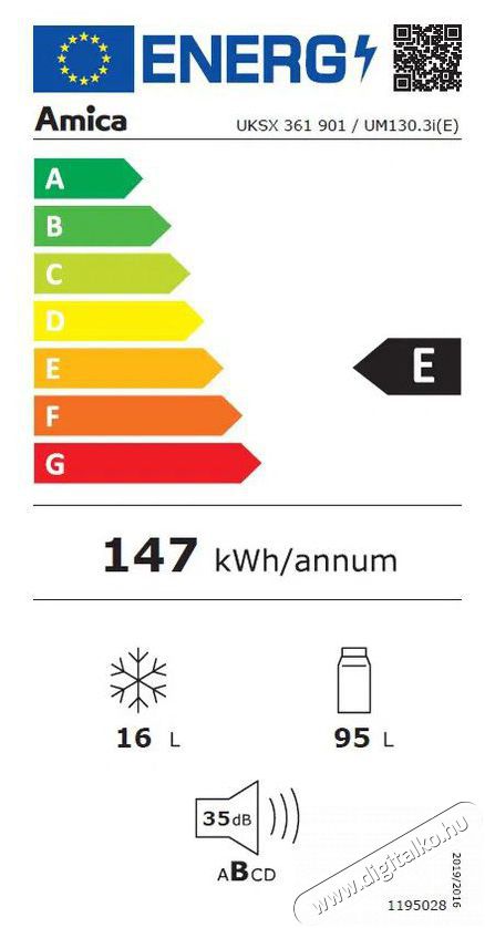 Amica UM130.3i(E) pult al&aacute; &eacute;p&iacute;thető hűtő Konyhai term&eacute;kek - Hűtő, fagyaszt&oacute; (be&eacute;p&iacute;thető) - Egyajt&oacute;s hűtő - 516293