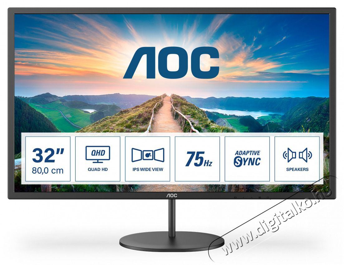 Aoc 31,5"Q32V4 QHD IPS 75Hz DP/HDMI WLED monitor Iroda &eacute;s sz&aacute;m&iacute;t&aacute;stechnika - Monitor - 21:9 Ultrawide monitor - 462687