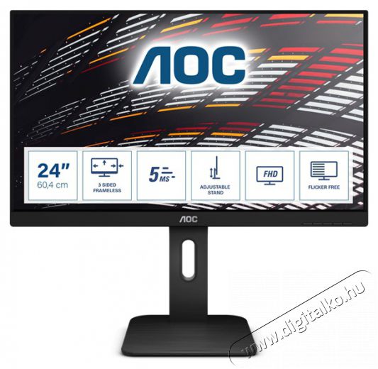 Aoc IPS monitor 23.8 24P1, 1920x1080, 16:9, 250cd/m2, 5ms, VGA/DVI/HDMI/DisplayPort/4xUSB, Pivot, hangsz&oacute;r&oacute; Iroda &eacute;s sz&aacute;m&iacute;t&aacute;stechnika - Monitor - Monitor - 488204