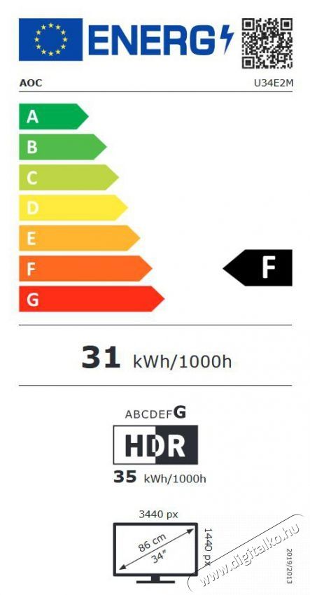 Aoc VA monitor 34 U34E2M, 3440x1440, 21:9, 300cd/m2, 4ms, 2xHDMI/DisplayPort Iroda &eacute;s sz&aacute;m&iacute;t&aacute;stechnika - Monitor - Monitor - 483005