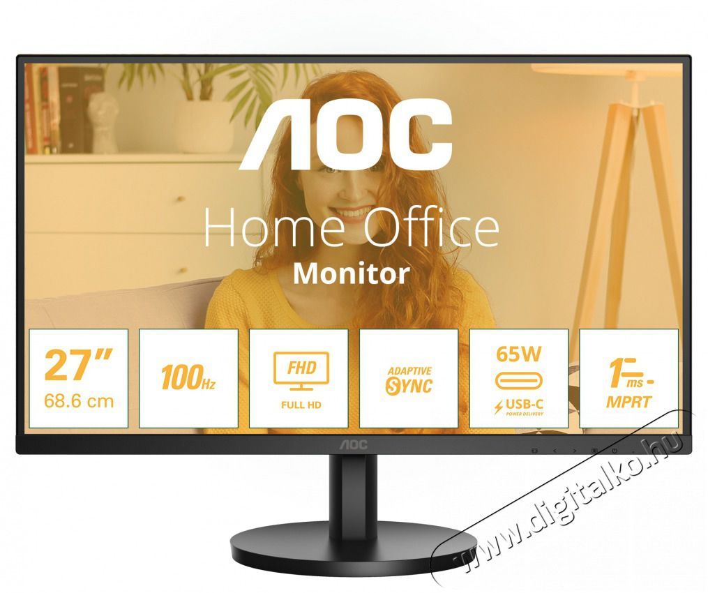 Aoc 27 27B3CA2 FHD IPS 100Hz HDMI USB-C monitor Iroda &eacute;s sz&aacute;m&iacute;t&aacute;stechnika - Monitor - Monitor - 514028
