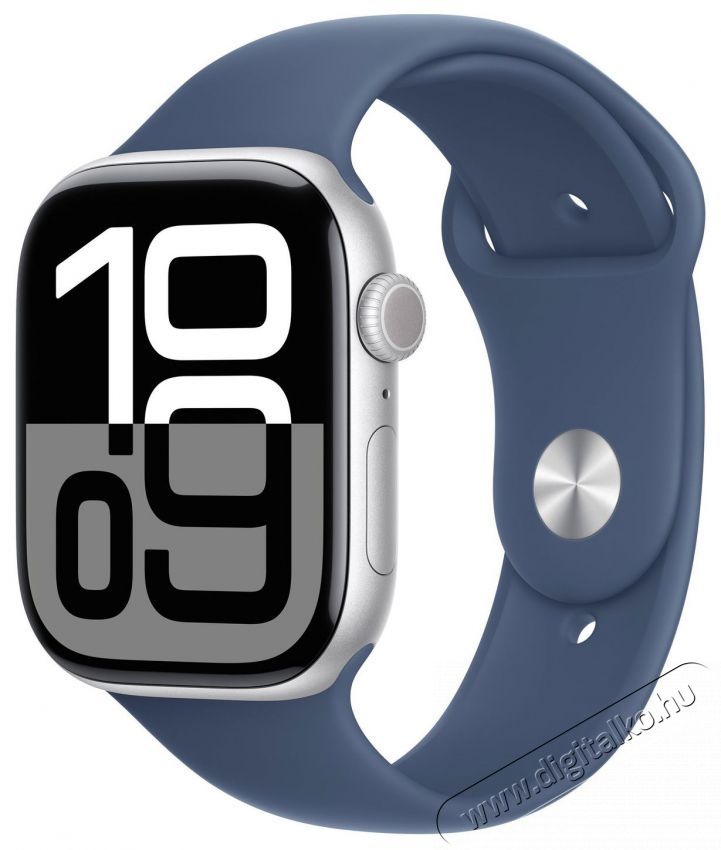 Apple Watch Series 10 46mm Cellular Silver Aluminium Case with Denim Sport Band - S/M Mobil / Kommunik&aacute;ci&oacute; / Smart - Okos eszk&ouml;z - Okos&oacute;ra - 523668