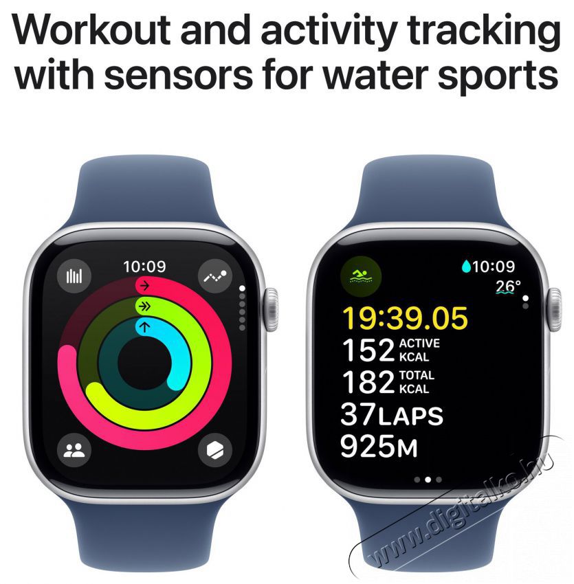 Apple Watch Series 10 46mm Cellular Silver Aluminium Case with Denim Sport Band - S/M Mobil / Kommunik&aacute;ci&oacute; / Smart - Okos eszk&ouml;z - Okos&oacute;ra - 523668