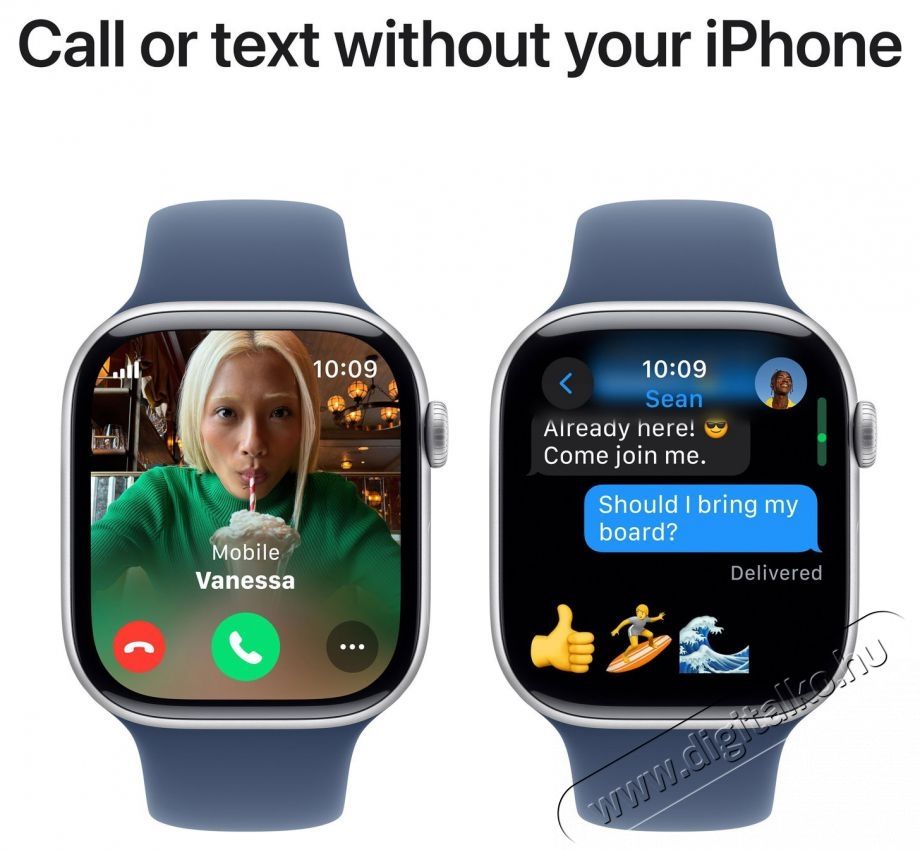 Apple Watch Series 10 46mm Cellular Silver Aluminium Case with Denim Sport Band - S/M Mobil / Kommunik&aacute;ci&oacute; / Smart - Okos eszk&ouml;z - Okos&oacute;ra - 523668